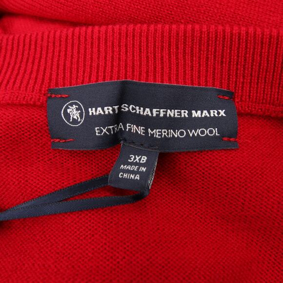Hart Schaffner Marx Sweater Vest Red Men's Extra Fine Merino Wool V Neck NWT 3XB - Picture 9 of 12